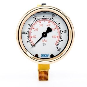 Wika 9456228 213.40 2.5" 100PSI/KPA Bourdon Tube Gauge Forgred Brass Filled Brass Case