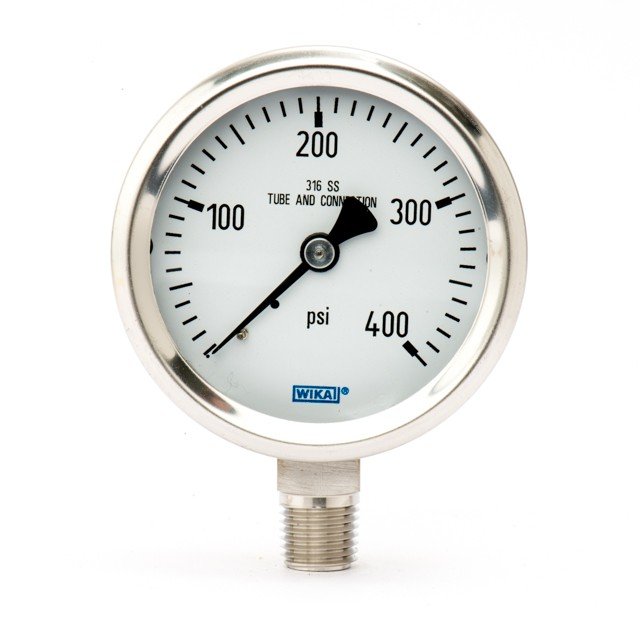 Wika 9768661 232.53 2.5" 400 PSI Bourdon Tube Gauge Crimped Ring Dry Stainless Steel Case