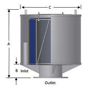 Solberg FS-376P-600F flange filter silencer diagram