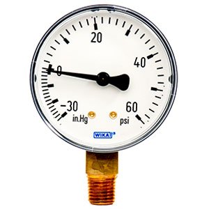 Wika 4253051 2.5" 111.10 -30 INHG/60 PSI Bourdon Tube Pressure Gauge Dry ABS Case