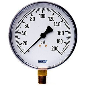 Wika 4256026 4" 111.10 200 PSI Bourdon Tube Pressure Gauge Dry ABS Case