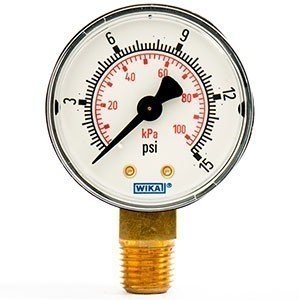 Wika 8990323 2" 111.10 15 PSI/KPA Bourdon Tube Pressure Gauge Dry ABS Case