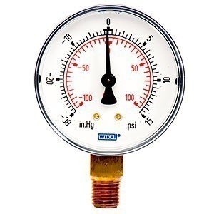 Wika 8990489 2.5" 111.10 30 INHG/15 PSI/KPA VAC Bourdon Tube Pressure Gauge Dry ABS Case