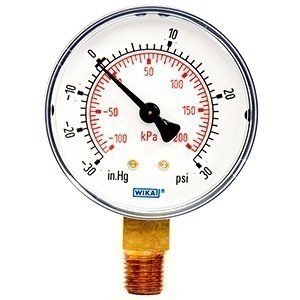 Wika 8990497 2.5" 111.10 -30 INHG/30 PSI/KPA VAC Bourdon Tube Pressure Gauge Dry ABS Case