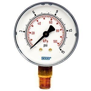 Wika 8990552 2.5" 111.10 15 PSI/KPA Bourdon Tube Pressure Gauge Dry ABS Case