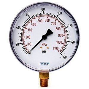 Wika 9768106 4" 111.10 160 PSI/KPA Bourdon Tube Pressure Gauge Dry ABS Case