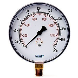 Wika 9768114 4" 111.10 200 PSI/KPA Bourdon Tube Pressure Gauge Dry ABS Case