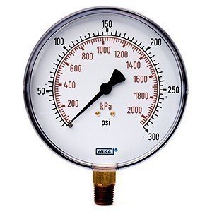 Wika 9768122 4" 111.10 300 PSI/KPA Bourdon Tube Pressure Gauge Dry ABS Case