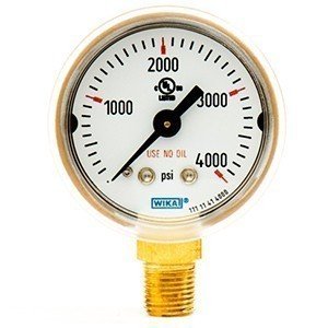 Wika 8079617 1.5" 111.11 4000 PSI Compressed Gas Regulator Gauge Dry Steel Gold Pl. Case