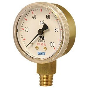 Wika 8079650 1.5" 111.11 100 PSI Compressed Gas Regulator Gauge Dry Steel Gold Pl. Case