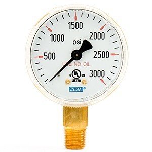 Wika 8611122 2″ 111.11 3000 PSI Compressed Gas Regulator Gauge Dry ...