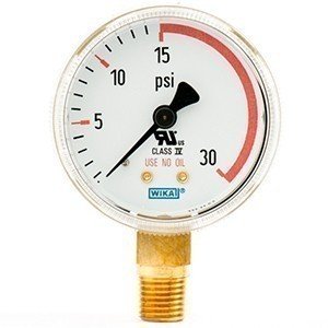 Wika 8985025 2" 111.11 30 PSI Compressed Gas Regulator Gauge Dry Steel Gold Pl. Case