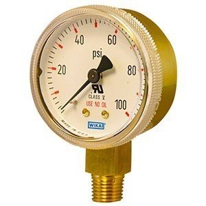 Wika 8985027 2" 111.11 200 PSI Compressed Gas Regulator Gauge Dry Steel Gold Pl. Case