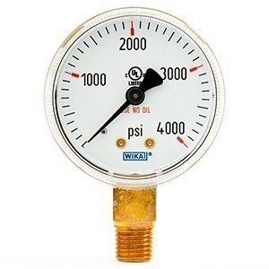 Wika 8985029 2" 111.11 4000 PSI Compressed Gas Regulator Gauge Dry Steel Gold Pl. Case