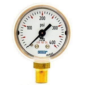 Wika 9735232 1.5" 111.11 400 PSI Compressed Gas Regulator Gauge Dry Steel Gold Pl. Case