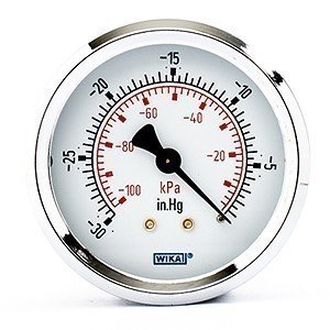 Wika 9311887 2.5" 111.12 30 INHG/KPA VAC Bourdon Tube Gauge w/U-Clamp Dry Steel Case