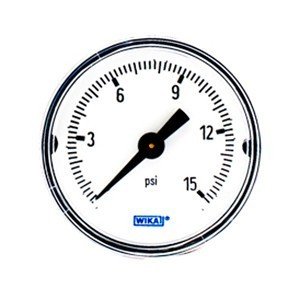 Wika 9690209 1.5" 111.12 15 PSI Bourdon Tube Pressure Gauge Dry ABS Case