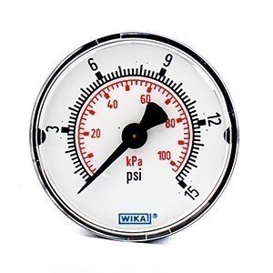Wika 9690667 2" 111.12 15 PSI/KPA Bourdon Tube Pressure Gauge Dry ABS Case