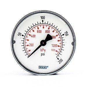 Wika 9691167 2.5" 111.12 200 PSI/KPA Bourdon Tube Pressure Gauge Dry ABS Case