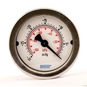 Wika 4231422 2" 111.16P 30 INHG VAC Bourdon Tube Gauge w/U-Clamp Dry ABS Case