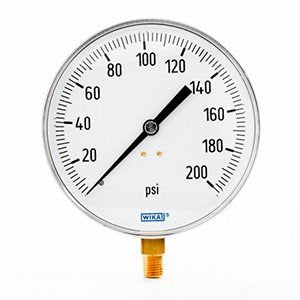 Wika 4277806 4.5" 111.25CT 200 PSI Bourdon Tube Contractors Gauge Dry Stainless Steel Case