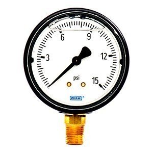 Wika 9677976 2.5" 113.13 15 PSI Bourdon Tube Pressure Gauge Filled ABS Case