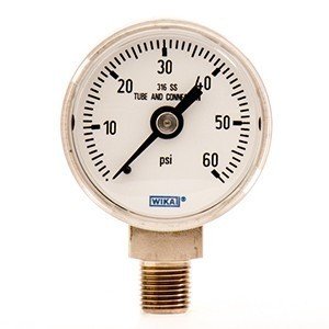 Wika 9117938 1.5" 131.11 60 PSI Bourdon Tube Gauge Industrial Dry Stainless Steel Case
