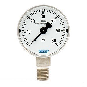 Wika 9118020 2" 131.11 60 PSI Bourdon Tube Gauge Industrial Dry Stainless Steel Case