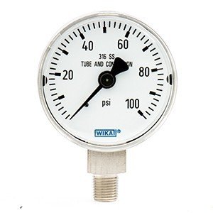 Wika 9118055 2" 131.11 100 PSI Bourdon Tube Gauge Industrial Dry Stainless Steel Case