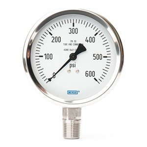 Wika 4285540 4" 132.53 600 PSI Bourdon Tube Gauge Industrial Dry Stainless Steel Case