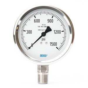 Wika 4285566 4" 132.53 1500 PSI Bourdon Tube Gauge Industrial Dry Stainless Steel Case
