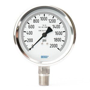 Wika 4285574 4" 132.53 2000 PSI Bourdon Tube Gauge Industrial Dry Stainless Steel Case