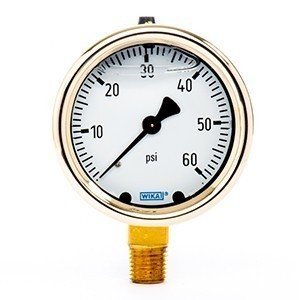 Wika 9310690 2.5" 213.40 60 PSI Bourdon Tube Gauge Forged Brass Filled Brass Case