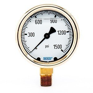 Wika 9310789 2.5" 213.40 1500 PSI Bourdon Tube Gauge Forged Brass Filled Brass Case
