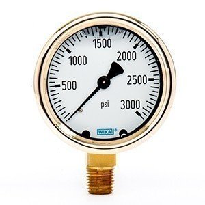 Wika 9310800 2.5" 213.40 3000 PSI Bourdon Tube Gauge Forged Brass Filled Brass Case