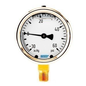 Wika 9318038 2.5" 213.40 30 INHG/60 PSI VAC Bourdon Tube Gauge Forged Brass Filled Brass Case