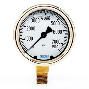 Wika 9325107 2.5" 213.40 7500 PSI Bourdon Tube Gauge Forged Brass Filled Brass Case