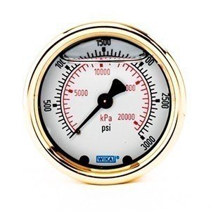 Wika 9435220 2.5" 213.40 3000 PSI Bourdon Tube Gauge Forged Brass Filled Brass Case