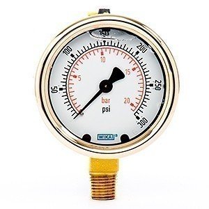 Wika 9798870 213.40 2.5" 300PSI/BAR Bourdon Tube Gauge Forgred Brass Filled Brass Case