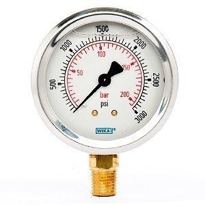 Wika 9692105 2.5" 213.53 3000 PSI/BAR Bourdon Tube Gauge Crimped Ring Filled Stainless Steel Case