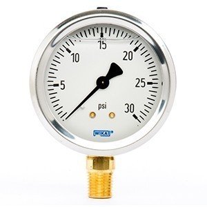 Wika 9767045 2.5" 213.53 30 PSI Bourdon Tube Gauge Crimped Ring Filled Stainless Steel Case