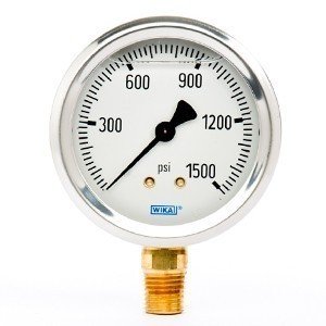 Wika 9767134 2.5" 213.53 1500 PSI Bourdon Tube Gauge Crimped Ring Filled Stainless Steel Case