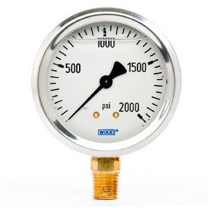 Wika 9767142 2.5" 213.53 2000 PSI Bourdon Tube Gauge Crimped Ring Filled Stainless Steel Case