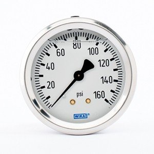 Wika 9767223 2.5" 213.53 160 PSI Bourdon Tube Gauge Crimped Ring Filled Stainless Steel Case