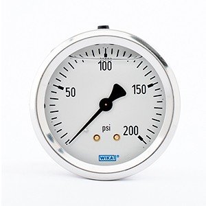 Wika 9767231 2.5" 213.53 200 PSI Bourdon Tube Gauge Crimped Ring Filled Stainless Steel Case