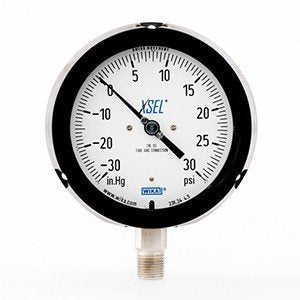 Wika 9834745 4.5" 232.34 -30 INHG/30 PSI VAC XSEL Process Bourdon Tube Gauge Dry Black Pocan Case