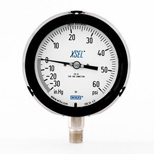 Wika 9834753 4.5" 232.34 -30 INHG/60 PSI VAC XSEL Process Bourdon Tube Gauge Dry Black Pocan Case