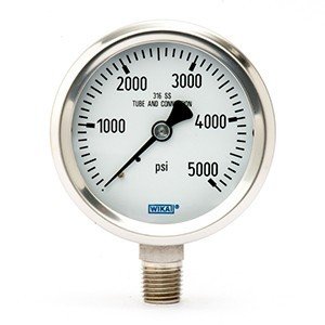 Wika 9768602 2.5" 232.53 5000 PSI Bourdon Tube Gauge Crimped Ring Dry Stainless Steel Case