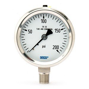 Wika 9768688 2.5" 232.53 200 PSI Bourdon Tube Gauge Crimped Ring Dry Stainless Steel Case