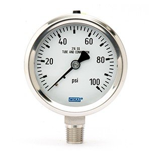 Wika 9768700 2.5 Inch 232.53 100 PSI Bourdon Tube Gauge Crimped Ring Dry Stainless Steel Case